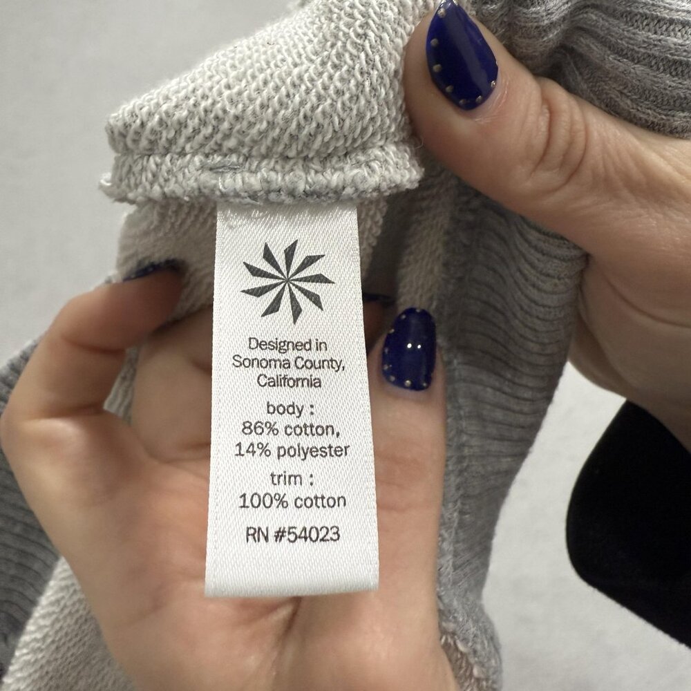 Athleta Hoodie Sweatshirt Womens Medium Gray Full Zip Hooded Jacket Cotton - Picture 9 of 11